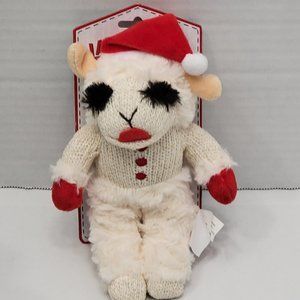 New Multipet Pet Dog Toy Lamb Chop Plush Knit The Legend Red Santa Hat 8" 2021